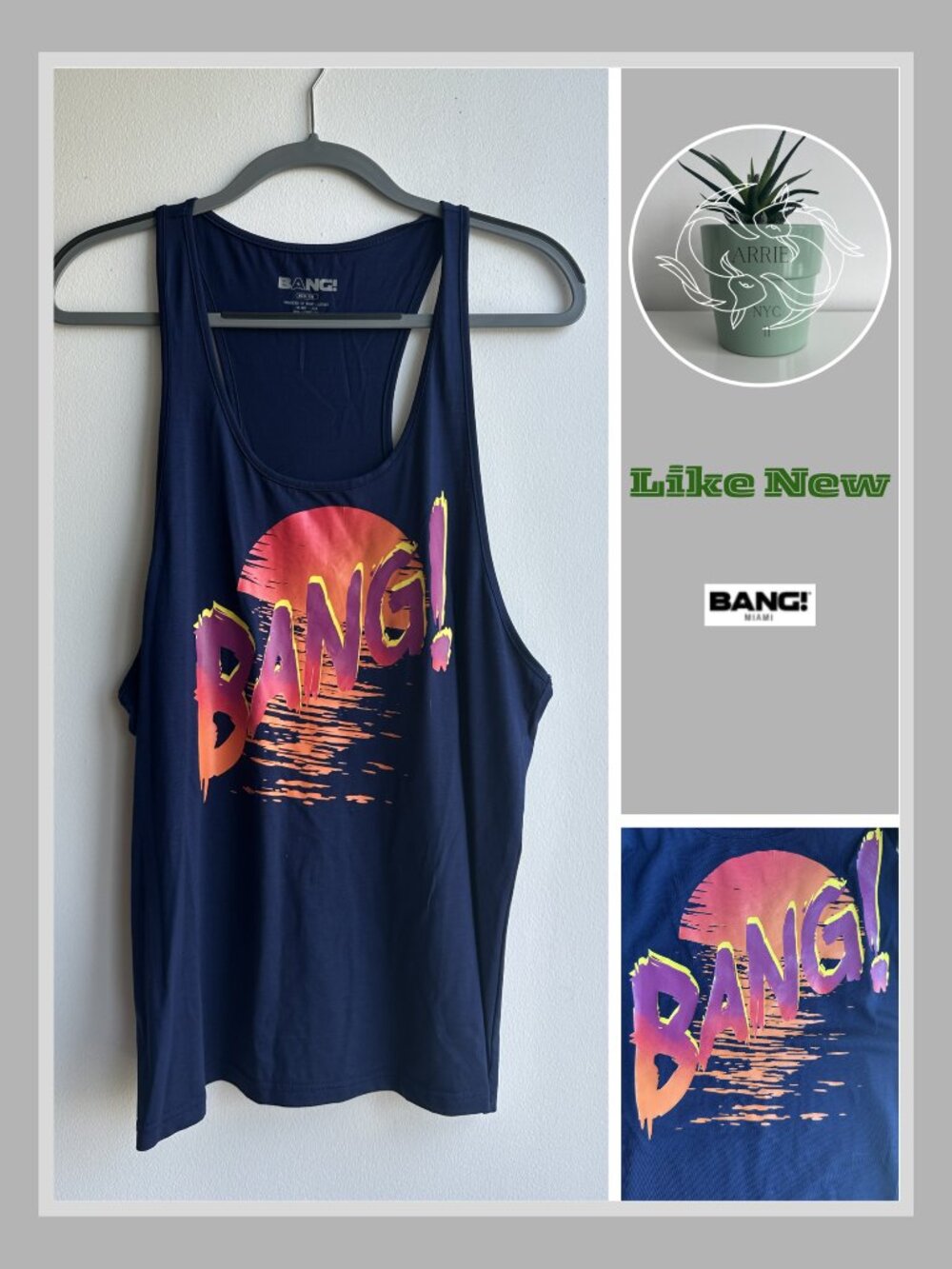 (NWOT) Bang! - Racer Back Tank Top - Navy (M)